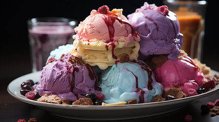a plate of ice creamの素材