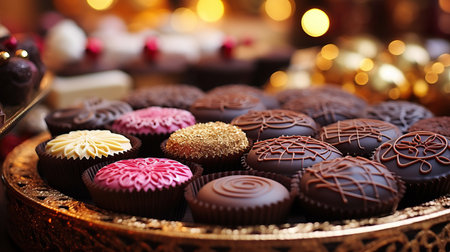 a tray of chocolates with different flavorsの素材