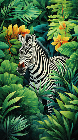 a zebra in the jungleの素材