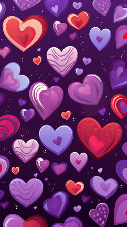 a group of hearts on a purple backgroundの素材