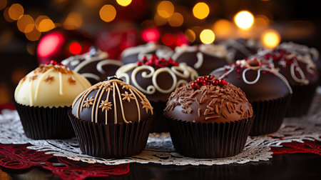 a group of chocolate cupcakesの素材
