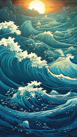 a large wave in the oceanの素材