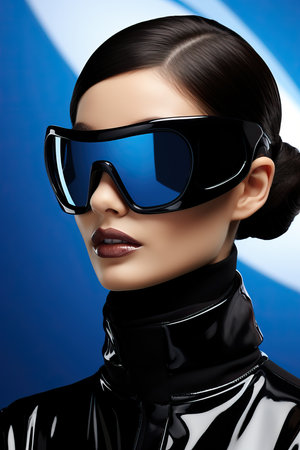 a woman wearing black sunglassesの素材
