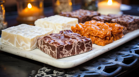 a plate of chocolate barsの素材