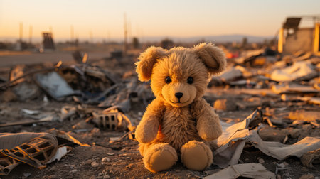 a teddy bear sitting on the groundの素材