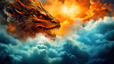 a dragon head in the cloudsの素材