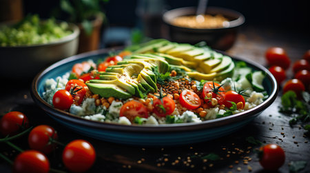 a plate of food on a tableの素材