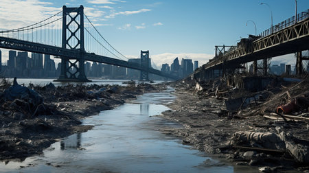 a bridge over a riverの素材