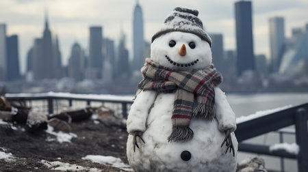 a snowman with a scarf and hatの素材