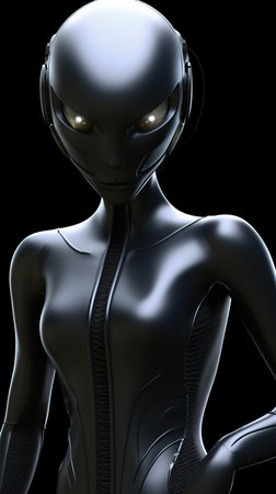a woman wearing a black garmentの素材