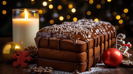 a stack of chocolate bread with icing on topの素材