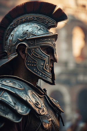 a man wearing a helmet and armorの素材