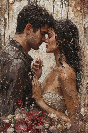 a painting of a man and womanの素材