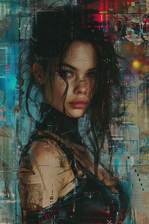 a woman with wet hairの素材