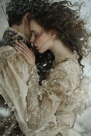 a man and woman huggingの素材