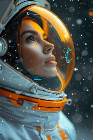 a woman in an astronaut suitの素材