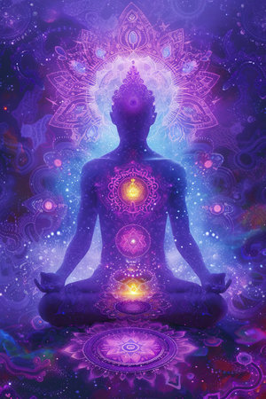 a person sitting in a yoga poseの素材