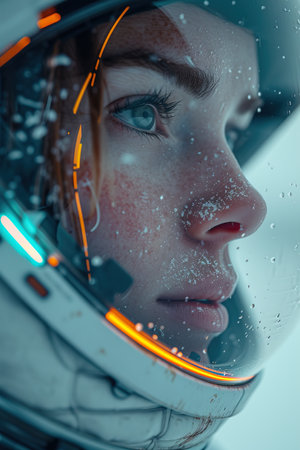 a woman wearing a helmetの素材