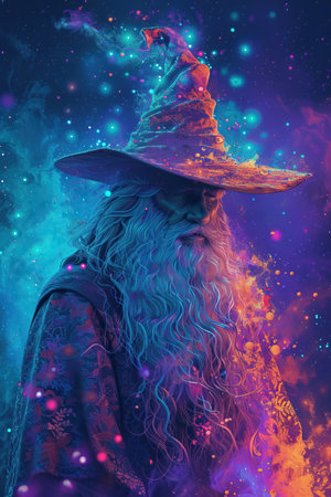 a man with long beard and hatの素材