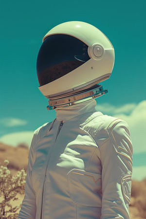 a person wearing a white suit with a white helmet onの素材