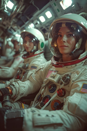 a group of people in space suitsの素材