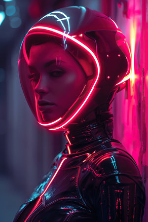 a woman in a futuristic outfitの素材