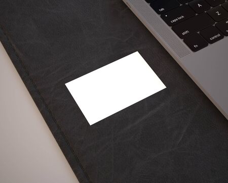 Blank business card mockup on work space.の写真素材