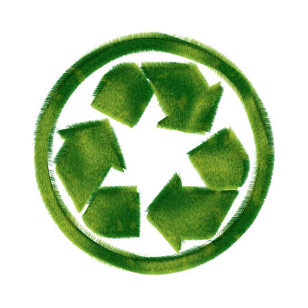 Recycle symbol made of grass の写真素材