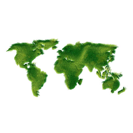 World map made of realisting green grass の写真素材