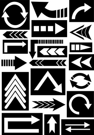 Black and white arrow elementsのイラスト素材
