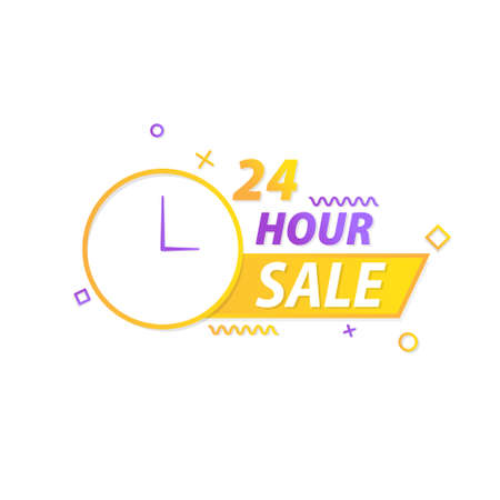 24-hour sale tag illustrationのイラスト素材