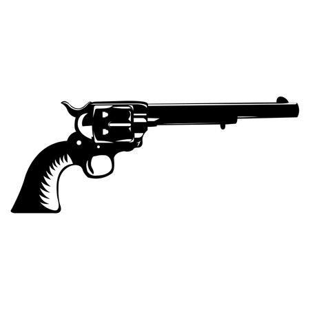 Revolver, black and white vector illustration isolated on white background.の写真素材