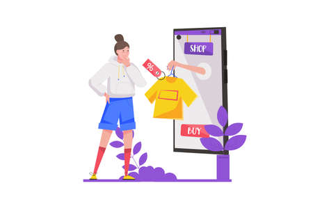 Shopping in mobile app concept in flat designのイラスト素材