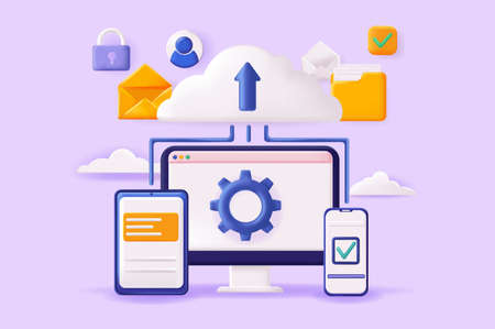 Cloud computing concept 3D illustrationのイラスト素材