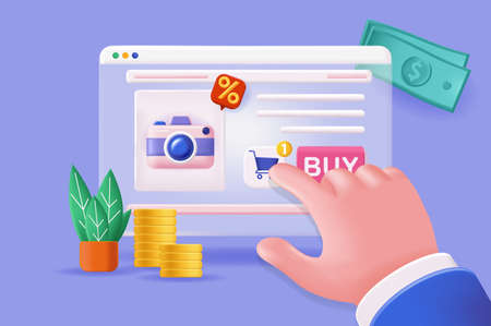 Online shopping concept 3D illustrationのイラスト素材