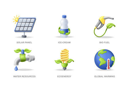 Ecology 3D icons set in modern design. Pack isolated elementsのイラスト素材
