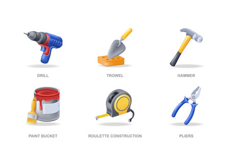 Repair tools 3D icons set in modern design. Pack isolated elementsのイラスト素材