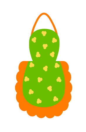 Concept Kitchen ruffled apron. The vector illustration depicts a cartoon flat scene of a kitchen with ruffled apron. Vector illustration.のイラスト素材
