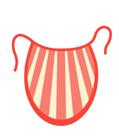 Concept Small kitchen apron with lines. This vector illustration depicts a small kitchen with a red apron featuring yellow lines. Vector illustration.のイラスト素材