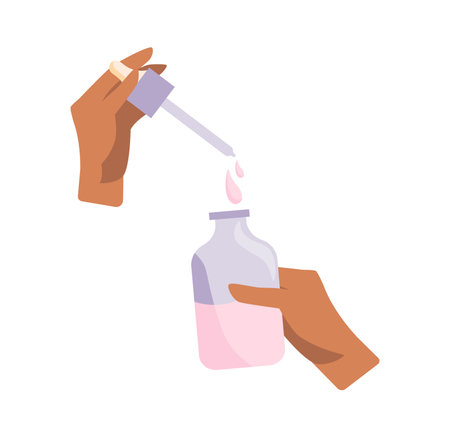 Concept Spa salon hands holding hyaluronic acid. This flat illustration concept is designed for use in web design and other digital applications, specifically for a spa salon. Vector illustration.のイラスト素材