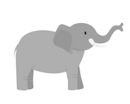 Concept Cute animals elephant. This is a cute flat vector illustration of a gray elephant. Vector illustration.のイラスト素材