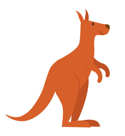 Concept Cute animals kangaroo. This is a flat vector illustration featuring a cute kangaroo in a cartoon-style scene. Vector illustration.のイラスト素材