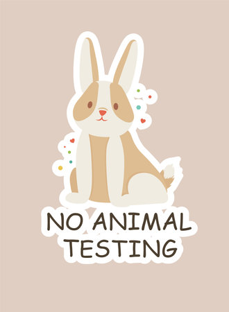 Concept Ecologic rabbit bunny hare no animal testing title. The illustration portrays the concept of ecology using a flat vector design. Vector illustration.のイラスト素材