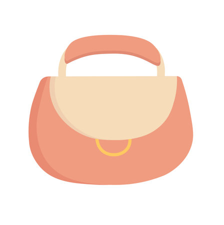 Concept Women handbag small clutch with short hander. The illustration depicts a small handbag or clutch designed for women, with a flat and cartoonish appearance. Vector illustration.のイラスト素材