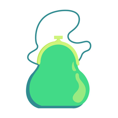 Concept Women handbag small green clutch. Using flat vector techniques, an illustration can be created to depict a small, green clutch handbag designed for women. Vector illustration.のイラスト素材