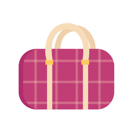 Concept Women handbag pink rounded rectangle. The illustration is a flat, of a handbag designed for women. The handbag is pink in color and has a rounded rectangle shape. Vector illustration.のイラスト素材