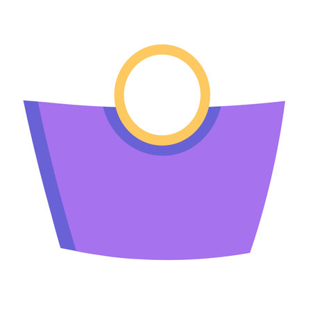 Concept Women handbag big shopper with round handles. This is an illustration of a flat, vector, cartoon handbag for women. Vector illustration.のイラスト素材