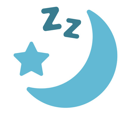 Concept Sleep icons moon star zzz. This illustration is a flat, vector cartoon design featuring sleep-related icons. Vector illustration.のイラスト素材