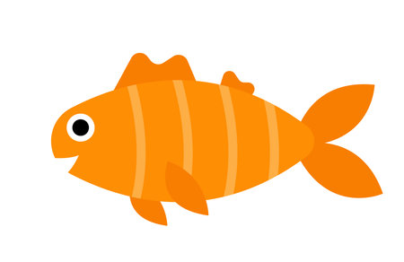 Concept Underwater fishes golden fish. This illustration is a flat vector illustration with a web design concept featuring a golden fish in an underwater setting. Vector illustration.のイラスト素材