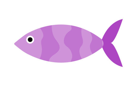 Concept Underwater fishes wavy coloring purple fish. The illustration is a flat, web concept featuring a cartoon vector of an underwater scene . Vector illustration.のイラスト素材